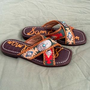 New Sam Edelman Jade and silver concho adorned sandals. New, never worn.